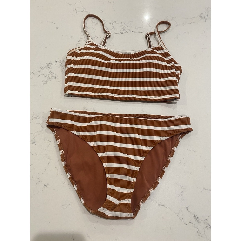 ✨ Aerie Ribbed Stripe Bikini Set – XS Top / Small Bottoms ✨